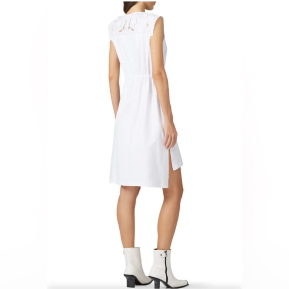 See by Chloé Women’s White Cotton High Low Dress Eyelet Embroidery Resort Size M - Picture 2 of 7